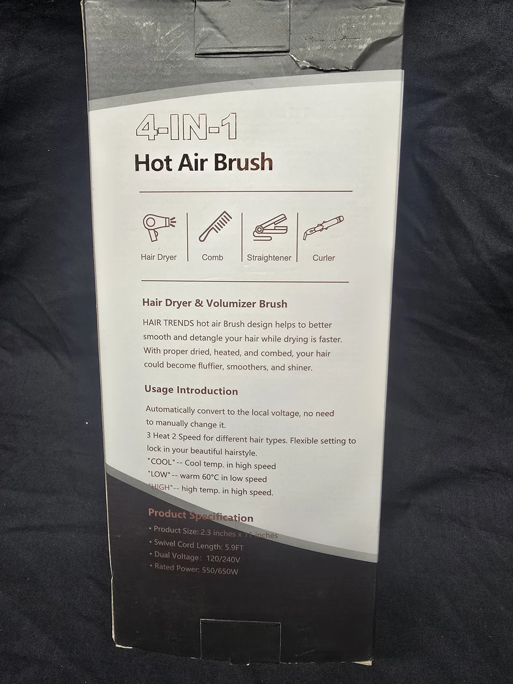 Hot Air Brush One-Step Hair Dryer & Volumizer - Black with Rose Gold